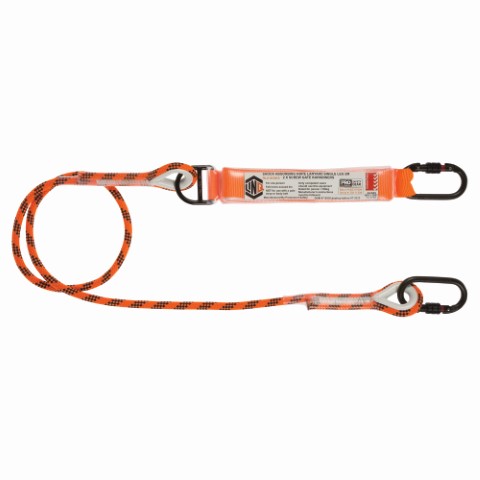 LINQ SHOCK ABSORBING ROPE LANYARD SNG LEG 2 X SCREW GATE KARABINER